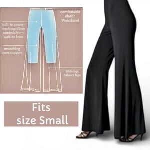 Built-in mesh capri shape wear liner Black Wide-Leg Pants pull on xs small
